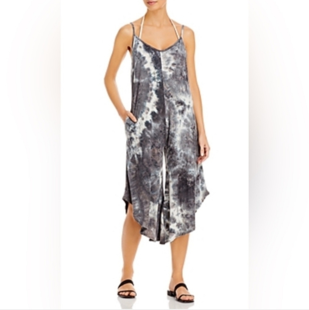 J. Valdi Tie Dyed Jumpsuit Swim Cover Up In Charcoal